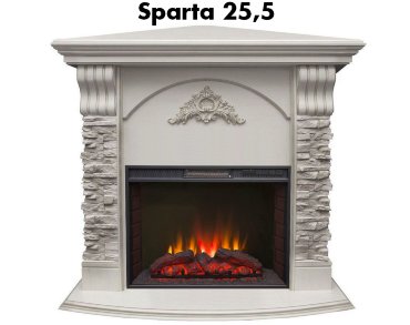 Каминокомплект Real Flame Athena Corner GR STD/EUG/25/25&#039;5 WT с очагом Sparta 25,5 LED 