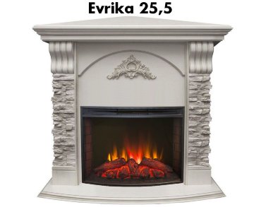 Каминокомплект Real Flame Athena Corner GR STD/EUG/25/25&#039;5 WT с очагом Evrika 25,5 LED 
